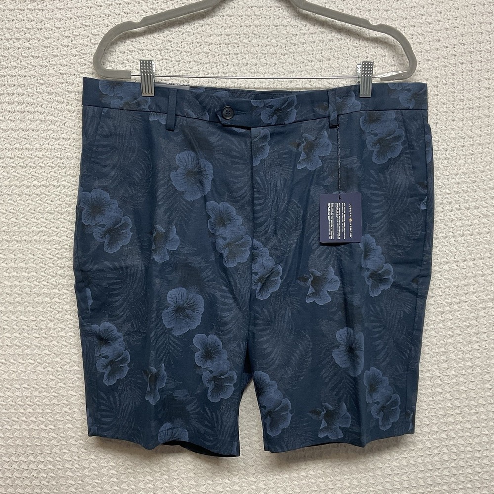 Joseph Abboud Men's Size 38/9 Shorts Blue Linen Cotton Tropical Floral Beach New